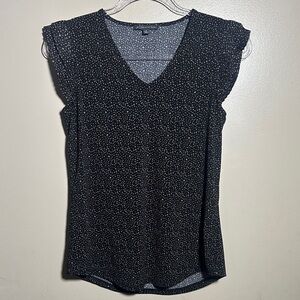 Adrianna Papell Small Black Brown Dotted Career Top